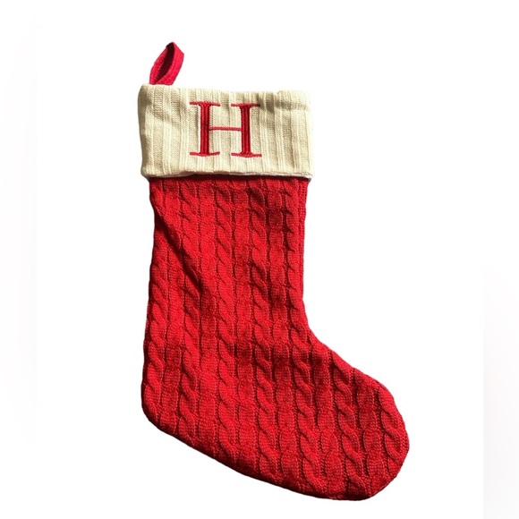 Santa Red Knitted Christmas Sock Initial “H” Brand New - Picture 1 of 4